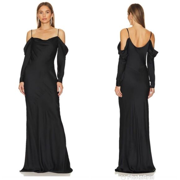 L’agence NWT Juniper Cold Shoulder Dress in Black Size 00 - Picture 1 of 10